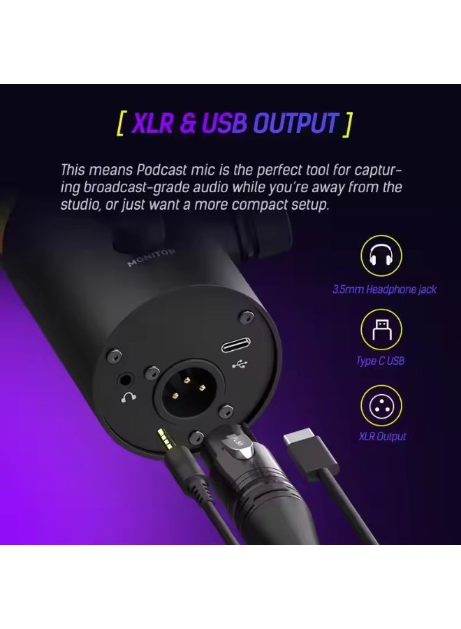 Joshberg NV7 USB Gaming Microphone Condenser Mic with Boom Arm for PC PS4/ PS5/Mac/Phone,with Touch Mute RGB Lighting for Streaming,Podcasting - Image 4