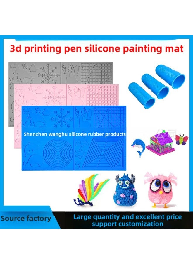 3D Printing Pen Silicone Painting Pad 3D Pen Basic Graphic Painting Design Pad Multi-functional Three-dimensional Copying Drawing Board-Color:Grey  - Image 2