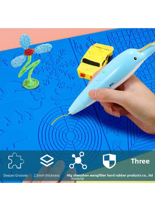3D Printing Pen Silicone Painting Pad 3D Pen Basic Graphic Painting Design Pad Multi-functional Three-dimensional Copying Drawing Board-Color:Grey  - Image 3