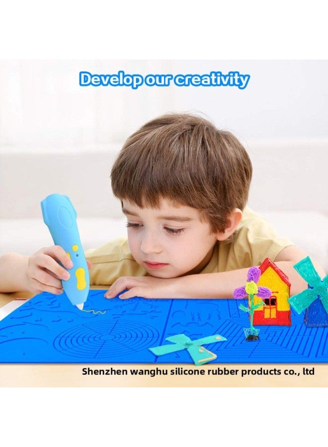 3D Printing Pen Silicone Painting Pad 3D Pen Basic Graphic Painting Design Pad Multi-functional Three-dimensional Copying Drawing Board-Color:Grey  - Image 4
