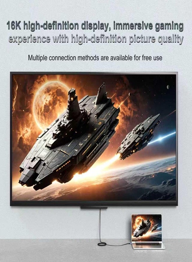 CHENLENIC 16K HDMI Cable, 96Gbps Ultra High Speed HDMI2.2 Cable 16K@30Hz 10K120Hz 8K@60Hz 4K@240Hz Cord, HDCP 2.3 & HDR10 eARC for Compatible with PS5/Xbox/Roku TV/Gaming PC/Blu-ra (HDMI2.2 16K 2M) - Image 3