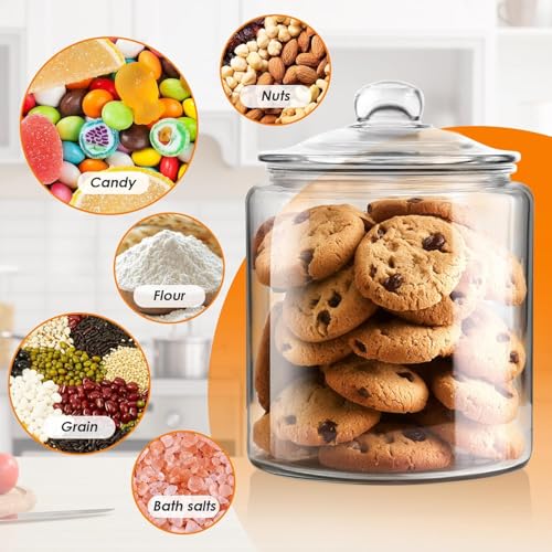 WRINGO 700ML Glass Storage Jars With Pop Air Tight Glasses Lids- Airtight Food Jarses Glass Kitchen Containers For Pantry, Pickle Jar, Jam Jars, Sugar Pasta Cereal Sugar Storage Jar (WR-08, Set of 2) - Image 2