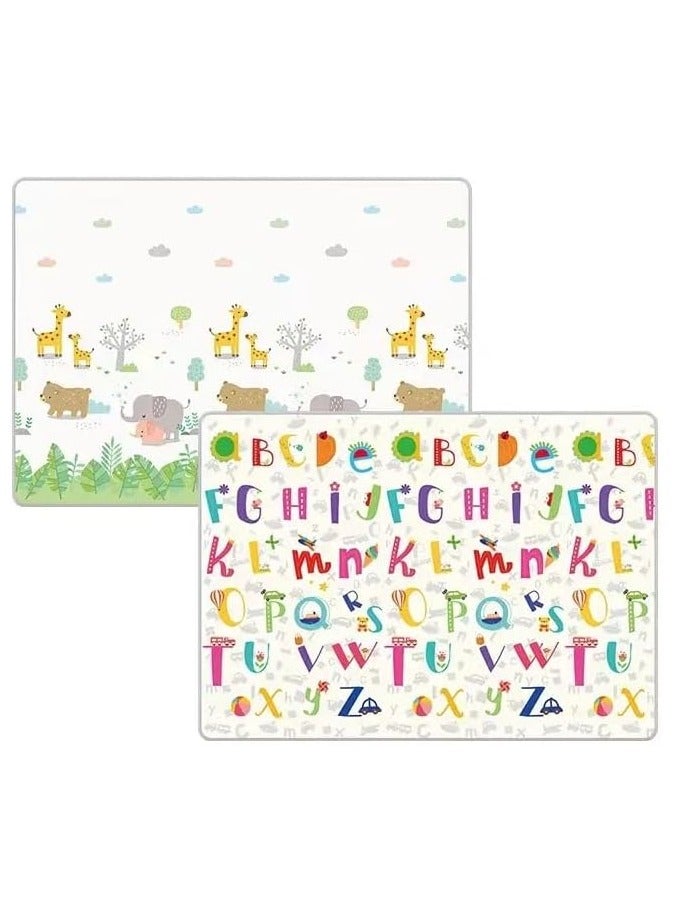 Foldable Baby Play Mat 180cm*200cm*1cm , Waterproof Non-Toxic, Extra Soft and Thick Foam Crawling Play Mat, Double-Sided and Reversible Large Mat for Infants, Toddlers and Kids (APLHABET)
