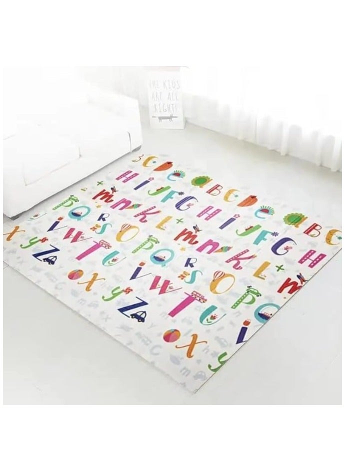 Foldable Baby Play Mat 180cm*200cm*1cm , Waterproof Non-Toxic, Extra Soft and Thick Foam Crawling Play Mat, Double-Sided and Reversible Large Mat for Infants, Toddlers and Kids (APLHABET)