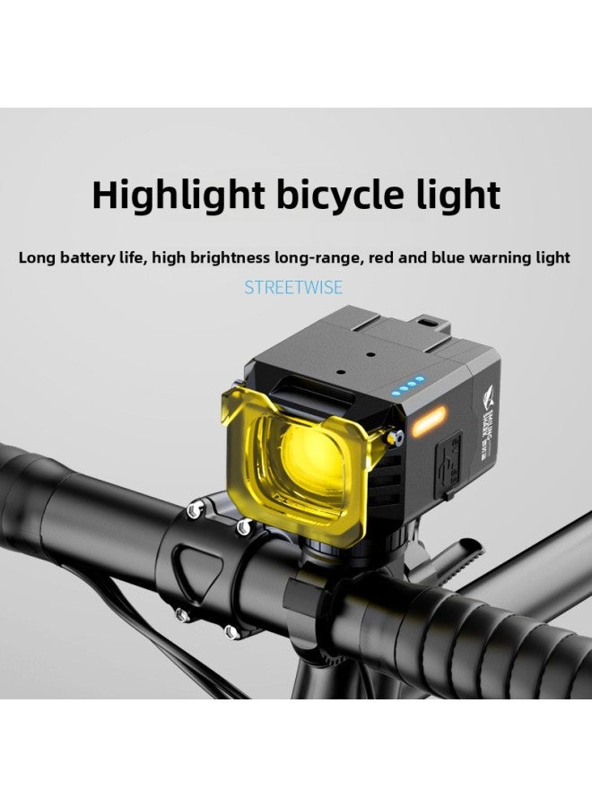 Smiling Shark Outdoor Multifunctional Night Riding Light Large Floodlight With Output Bicycle Light Easy To Install Red And Blue Flash Riding Light-Color:Qx-d427 Black Multifunctional Outdoor Cycling Light-single Light