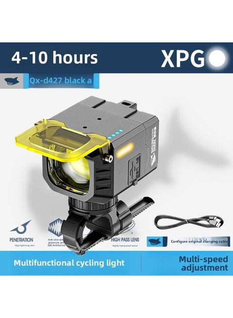 Smiling Shark Outdoor Multifunctional Night Riding Light Large Floodlight With Output Bicycle Light Easy To Install Red And Blue Flash Riding Light-Color:Qx-d427 Black Multifunctional Outdoor Cycling Light-single Light