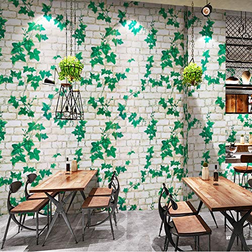 wolpin 3D Brick & Ivy Vine Wall Sticker Roll | 45 x 500 cm Self-Adhesive PVC Vinyl DIY Wallpaper Decal for Home, Living Room & Bedroom (Vine White) - Image 2