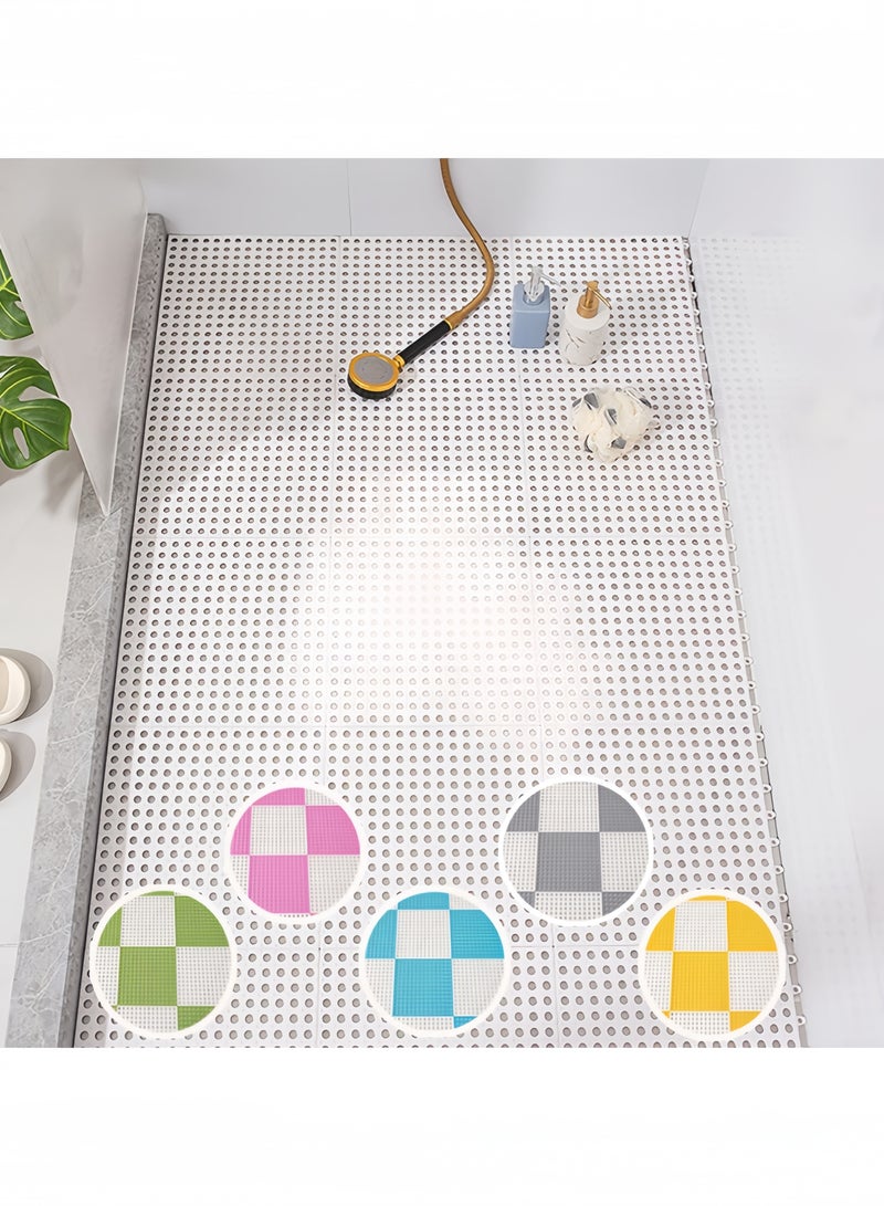 جيجيرو سجادة أرضية مانعة للانزلاق، سجاد حمام، بلاط أرضيات تصريف متشابك، عبوة من 12 سجادة حمام مربعة متداخلة مع فتحات تصريف، سجادة وسادة متداخلة مع بلاط أرضيات تصريف 30*30 سم - Image 1