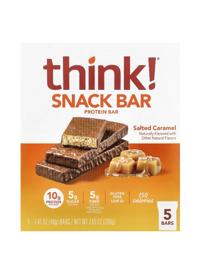 Think !, Snack Protein Bar, Salted Caramel, 5 Bars, 1.41 oz (40 g) Each (Packaging may vary)