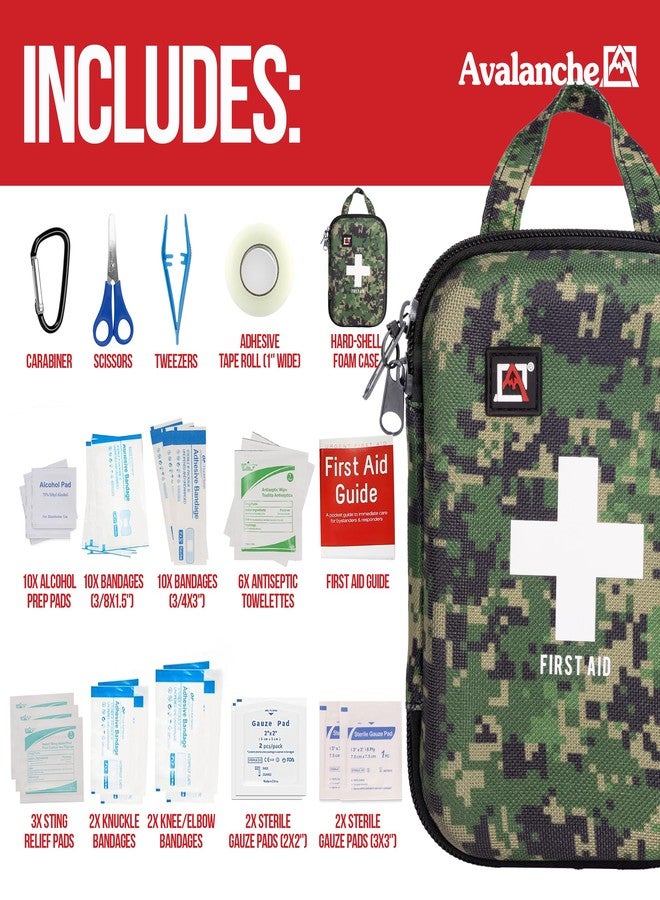 Avalanche 53 Pieces First Aid Kit, Compact Emergency Supplies Kit for Home, School, Car, Travel, Sports or Camping in Hard Shell Foam Case, Portable Mini First Aid Kit, Camo - Image 5