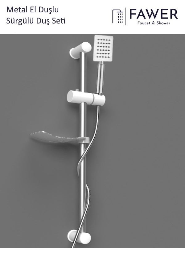 FAWER Faucet & Shower White Sliding Shower Set with Metal Hand Shower - 410M  - Image 1