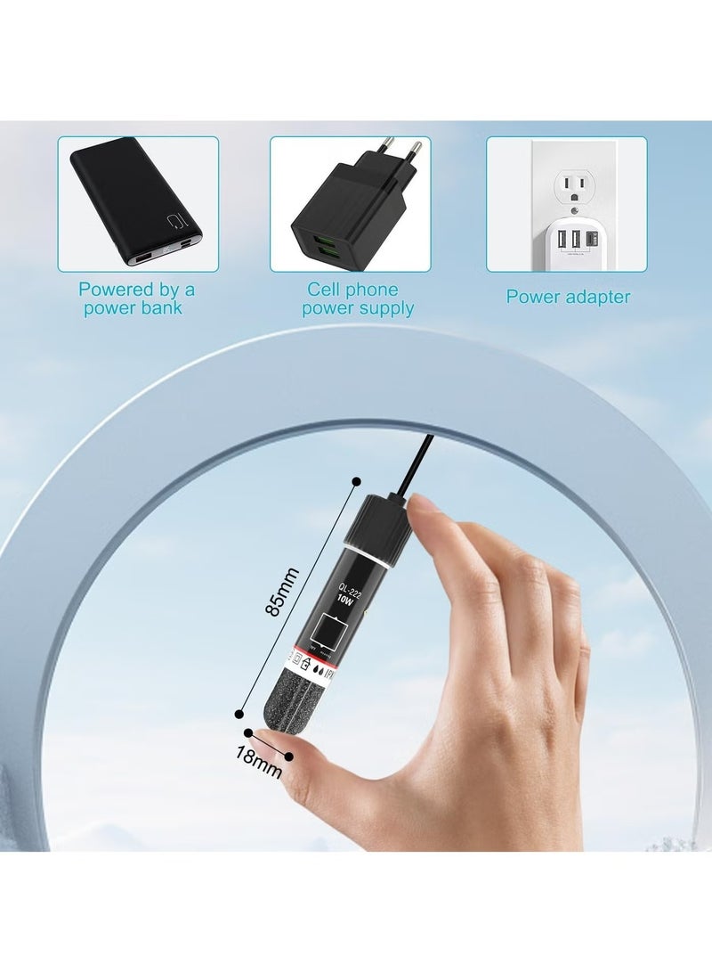 جمورو سخان حوض السمك، سخان حوض سمك صغير يعمل بمنفذ USB، سخان غاطس صغير لأحواض السمك بقدرة 10/15 واط مع ترموستات بشاشة عرض رقمية، يعمل بمنفذ USB للحفاظ على درجة حرارة ثابتة لأحواض تصل سعتها إلى 1 جالون - Image 4