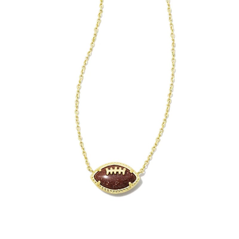 Kendra Scott Football Short Pendant Necklace in Orange Goldstone, 14k Gold-Plated Brass, Fashion Jewelry for Women - Image 1