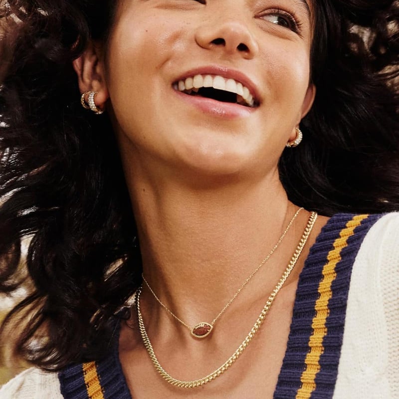 Kendra Scott Football Short Pendant Necklace in Orange Goldstone, 14k Gold-Plated Brass, Fashion Jewelry for Women - Image 3