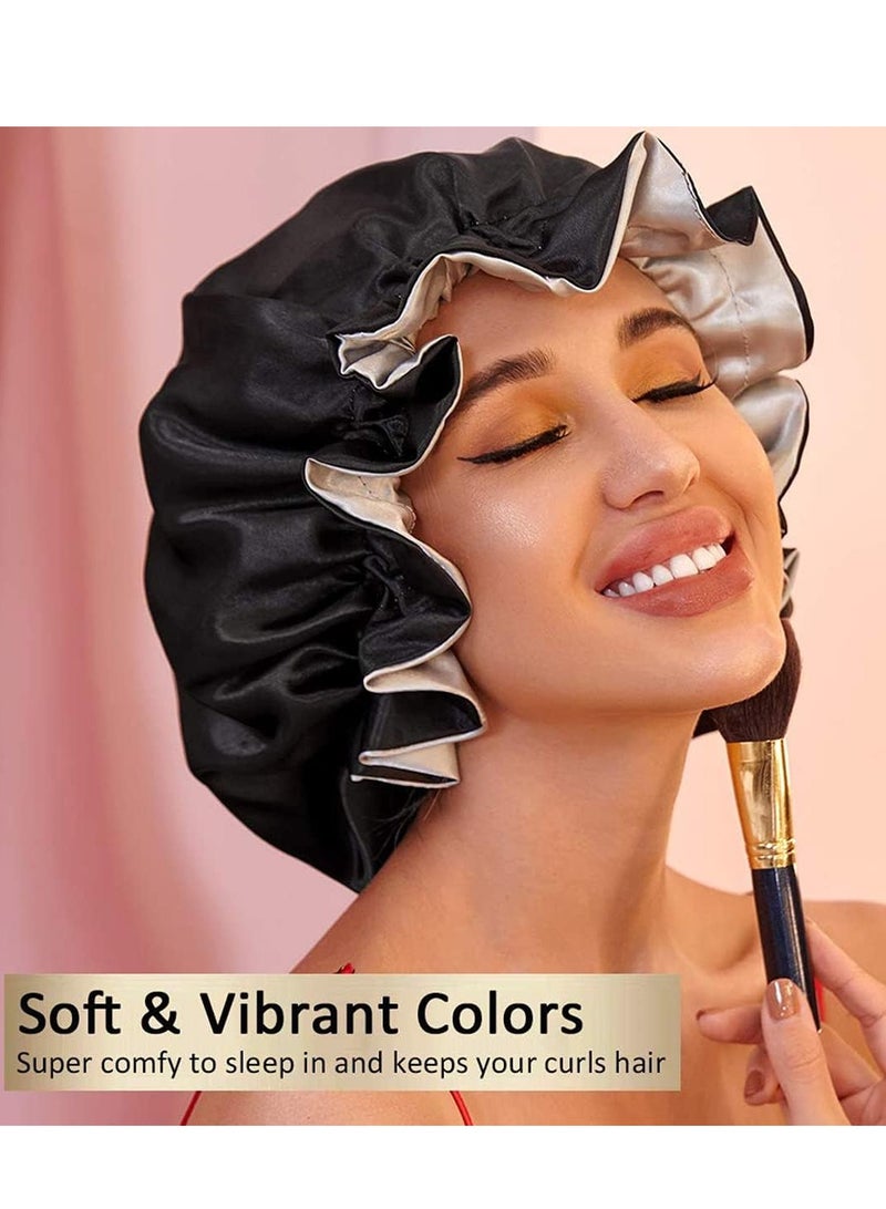 KASTWAVE Silk Satin Sleep Bonnet for Women | Natural Hair Satin Bonnet | XL Double Layer Hair Cap | Reversible Soft Night Cap for Haircare - Image 5