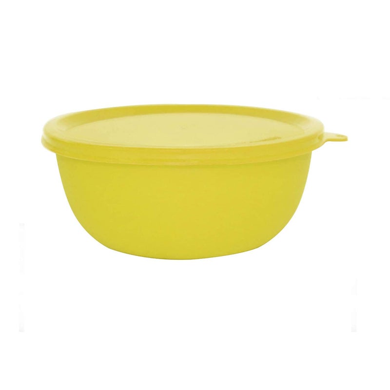 FINALITY finality Microwave Safe Plastic Coated Stainless Steel Air Tight Serving and Storage Bowl with Lid, Yellow Color, (Set of1) Size 14 cm, Capacity : 500 ml Each Bowl  - Image 1