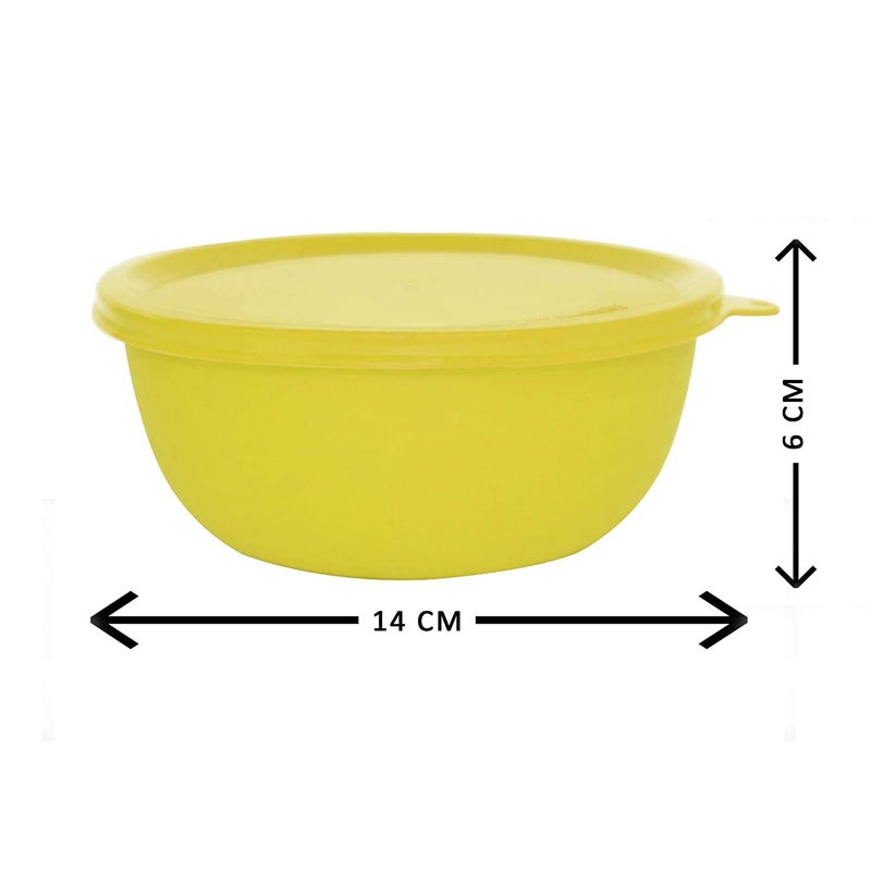FINALITY finality Microwave Safe Plastic Coated Stainless Steel Air Tight Serving and Storage Bowl with Lid, Yellow Color, (Set of1) Size 14 cm, Capacity : 500 ml Each Bowl  - Image 2