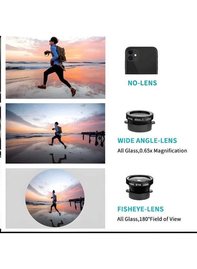 بويا طقم تصوير احترافي BOYA SmartCine W1 شامل ميكروفون لاسلكي وعدسة وإضاءة LED وحامل للهاتف لتصوير الفيديوهات بدقة عالية – لون اسود - Image 3