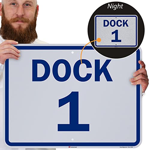 SmartSign - K-6982-1-EG-18x24 "Dock 1" Dock Number Sign | 18" x 24" 3M Engineer Grade Reflective Aluminum Blue on White - Image 2