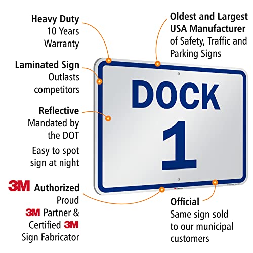 SmartSign - K-6982-1-EG-18x24 "Dock 1" Dock Number Sign | 18" x 24" 3M Engineer Grade Reflective Aluminum Blue on White - Image 4
