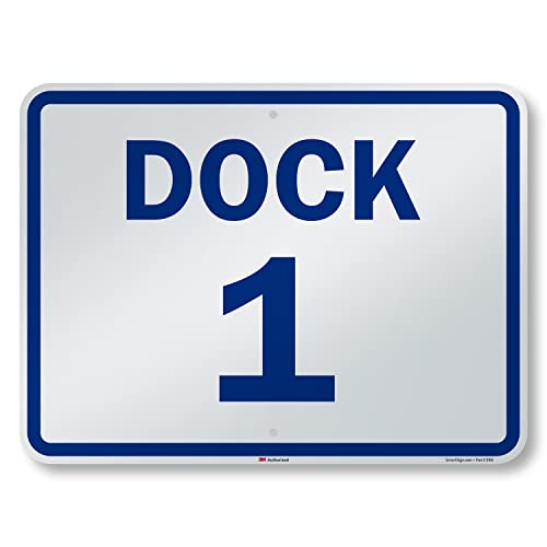 SmartSign - K-6982-1-EG-18x24 "Dock 1" Dock Number Sign | 18" x 24" 3M Engineer Grade Reflective Aluminum Blue on White - Image 1