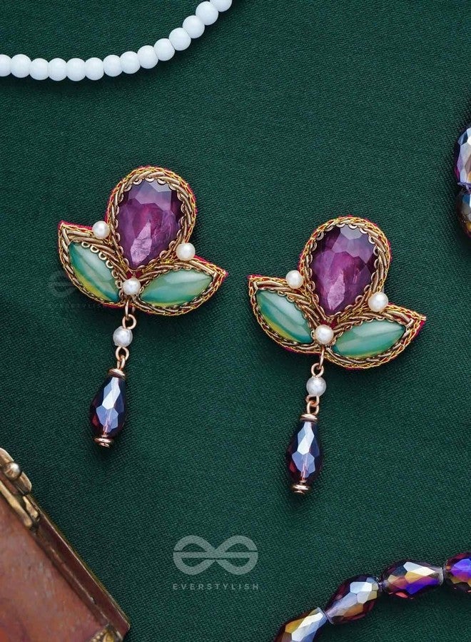 SANJOYA by EVERSTYLISH Embroidered Earrings for Women | Stones, Beads, Glass & Pearl Drop Danglers | Lightweight Adjustable Festive & Wedding Jewelry - Image 3