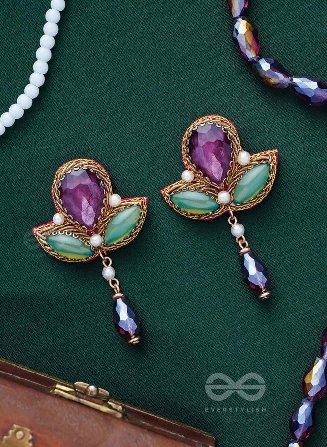 SANJOYA by EVERSTYLISH Embroidered Earrings for Women | Stones, Beads, Glass & Pearl Drop Danglers | Lightweight Adjustable Festive & Wedding Jewelry - Image 2