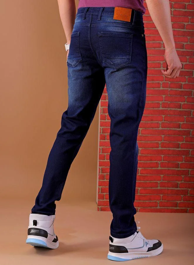 ذا انديان كراج كو Men Slim Fit Solid Low-Rise Stretchable Jeans