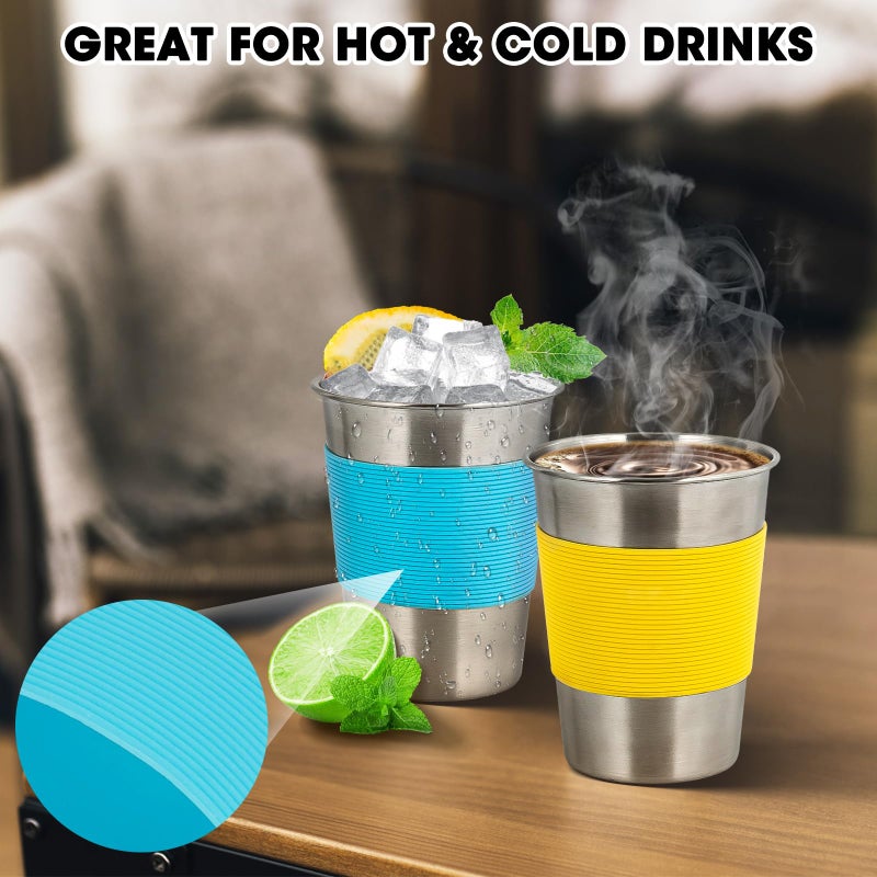 Qrooper Stainless Steel Cups, 12 Oz Metal Drinking Glasses for Kids and Adults, Metal Pint Cup Tumblers, Set of 5, Unbreakable and Stackable - Image 5