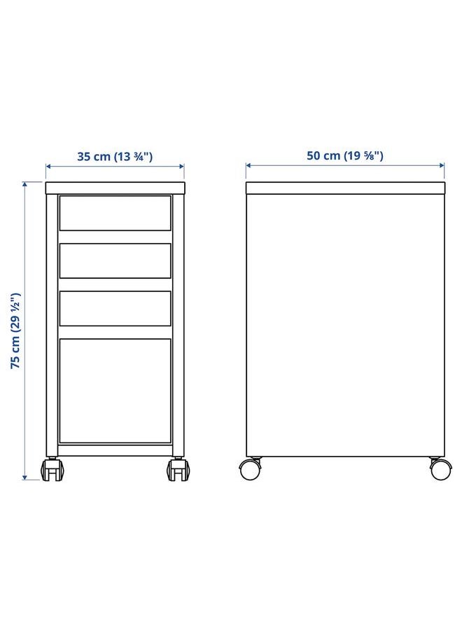 Drawer unit with drop-file storage, white, 35x75 cm
