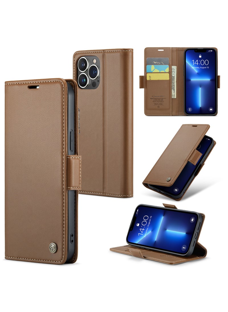Leather protective cover for iPhone 13 Pro Max Brown - Image 1