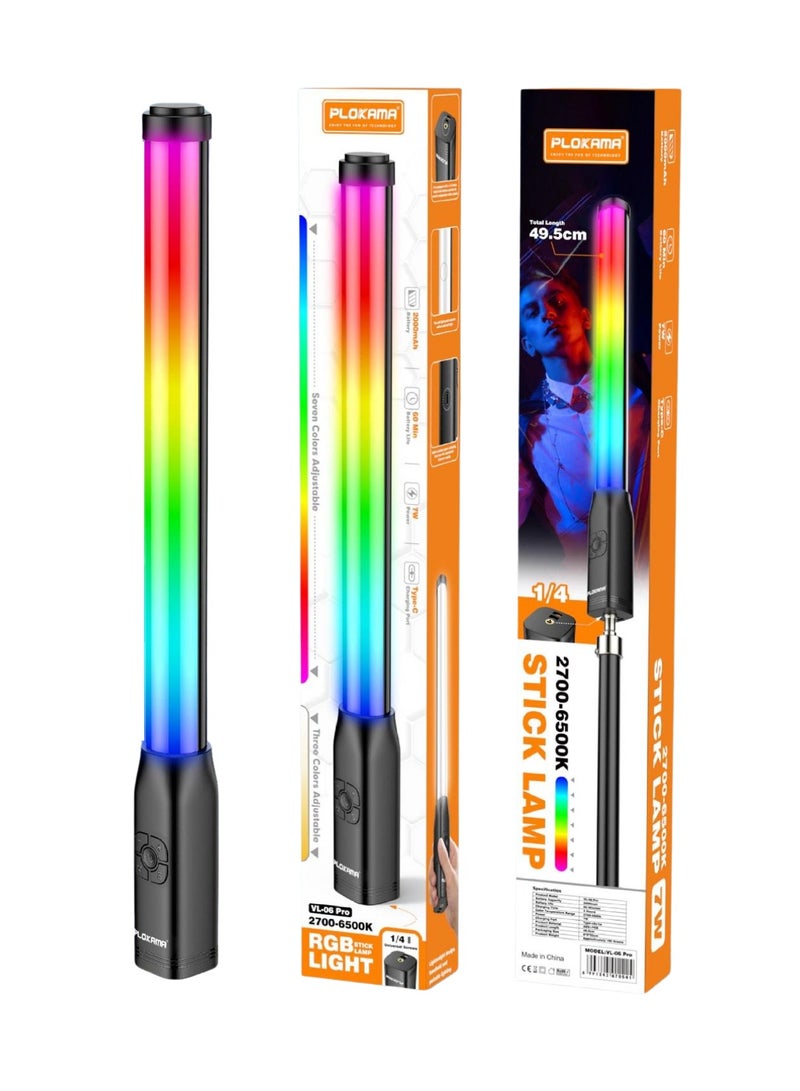 بلوكاما مصباح إضاءة  VL-06 Pro RGB إضاءة احترافية متعددة الألوان – RGB 360 درجة – بطارية 2000mAh – تحكم بالسطوع والإضاءة (2700K–6500K) – خفيف ومحمول للتصوير وصناعة المحتوى  إضاءة سينمائية متغيرة – مثالية للتصوير والبث المباشر - Image 1