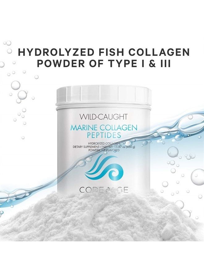 Codeage - Marine Collagen Powder - Wild-Caught Hydrolyzed Fish Collagen Peptides - Type 1 & 3 Collagen Protein Supplement - Amino Acids for Skin, Hair, Nails - Paleo Friendly, Non-GMO, 15.87 Ounces - Image 1
