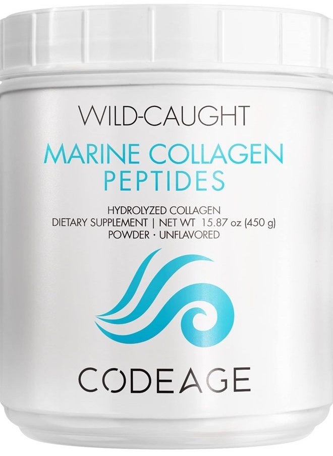 Codeage - Marine Collagen Powder - Wild-Caught Hydrolyzed Fish Collagen Peptides - Type 1 & 3 Collagen Protein Supplement - Amino Acids for Skin, Hair, Nails - Paleo Friendly, Non-GMO, 15.87 Ounces - Image 1