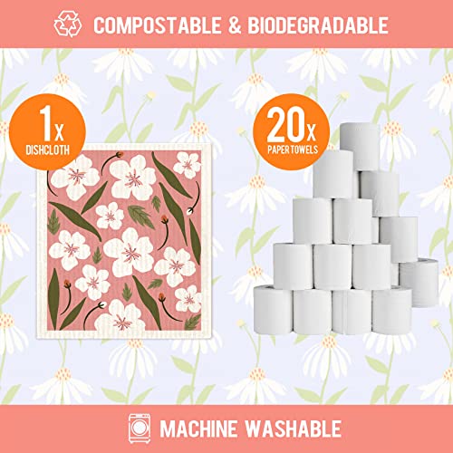 Morigins Swedish Dishcloths for Kitchen 6 Pack Flowers Cellulose Sponge Cloths Non Scratch Reusable Paper Towels No Odor, Biodegradable and Reusable Kitchen Dish Rags (Wildflowers) - Image 4