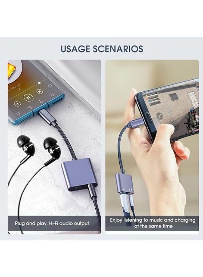 محول USB-C إلى 3.5 ملم وشحن سريع PD 60 واط – 2 في 1 محول صوت هاي فاي – متوافق مع جالاكسي S23/S22، آيباد برو، شاومي، بكسل 6/7 - Image 4