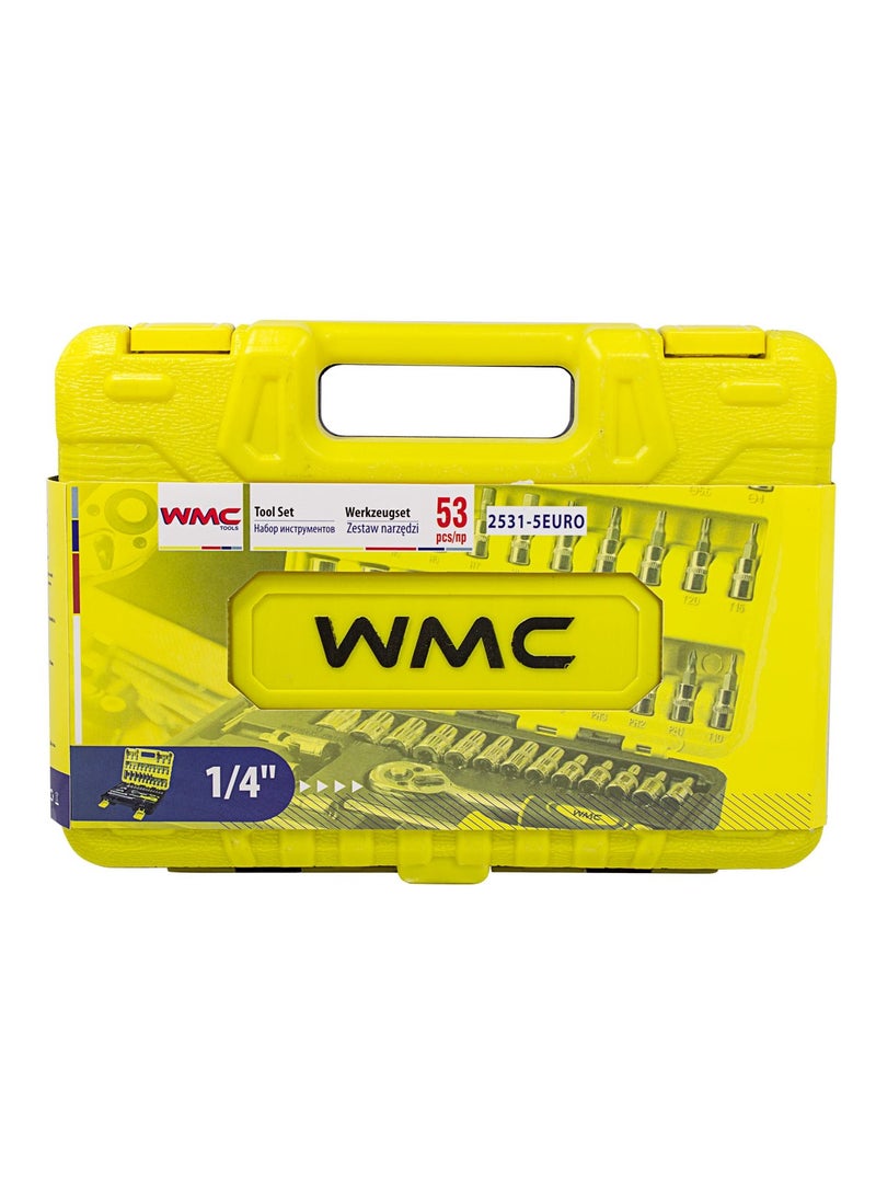 WMC TOOLS 53pcs1/4-Inch WMC TOOLS Car Repair Tool CrV Ratchet Wrench Drive Socket Set Socket Wrench Set in Plastic Carrying Case - Image 2