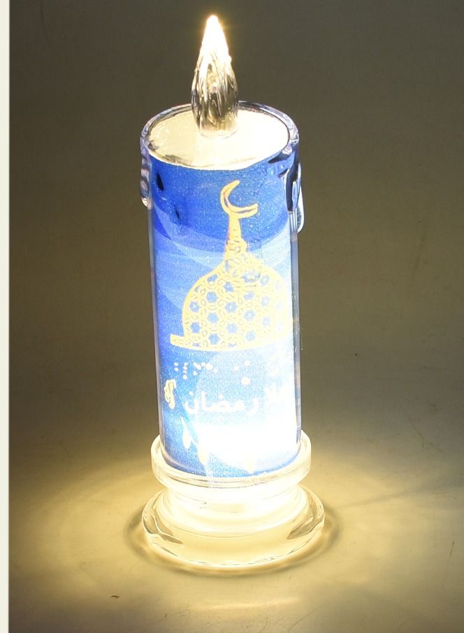 2 pieces Ramadan Battery LED Tea Light Candle Crystal/Clear 7X19 CM - Image 3