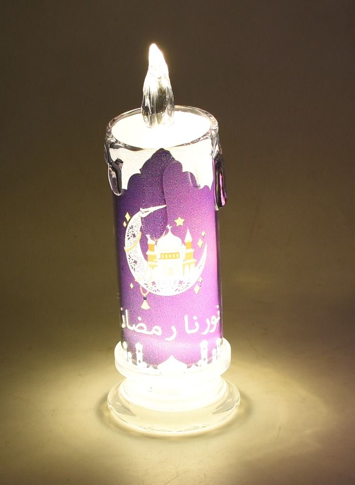2 pieces Ramadan Battery LED Tea Light Candle Crystal/Clear 7X19 CM - Image 2