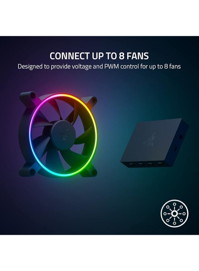 Razer PWM PC Fan Controller: Connects Up to 8 Fans I Supports 4-pin X 8 PWM headers I Custom Fan Curve Profiles I Convenient Fan Monitoring I Thin Profile - Black I RZ34-02140700-R3M1 - Image 2