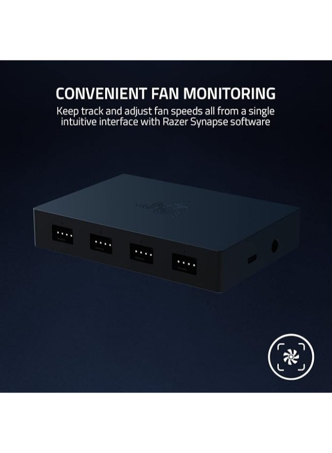 Razer PWM PC Fan Controller: Connects Up to 8 Fans I Supports 4-pin X 8 PWM headers I Custom Fan Curve Profiles I Convenient Fan Monitoring I Thin Profile - Black I RZ34-02140700-R3M1 - Image 4