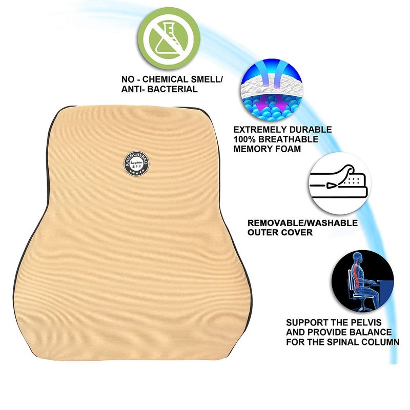 Oshotto وسادة دعم أسفل الظهر من أوشوتو للكرسي المكتبي | وسادة ظهر للسيارة | وسادة طبية من الذاكرة - توفر دعمًا منخفضًا للظهر متوافقة مع هيونداي كريتا 2020-2025 (بيج) - Image 5