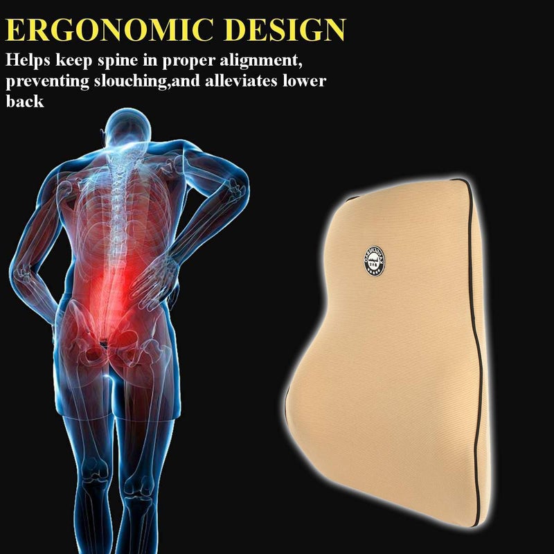 Oshotto وسادة دعم أسفل الظهر من أوشوتو للكرسي المكتبي | وسادة ظهر للسيارة | وسادة طبية من الذاكرة - توفر دعمًا منخفضًا للظهر متوافقة مع هيونداي كريتا 2020-2025 (بيج) - Image 4