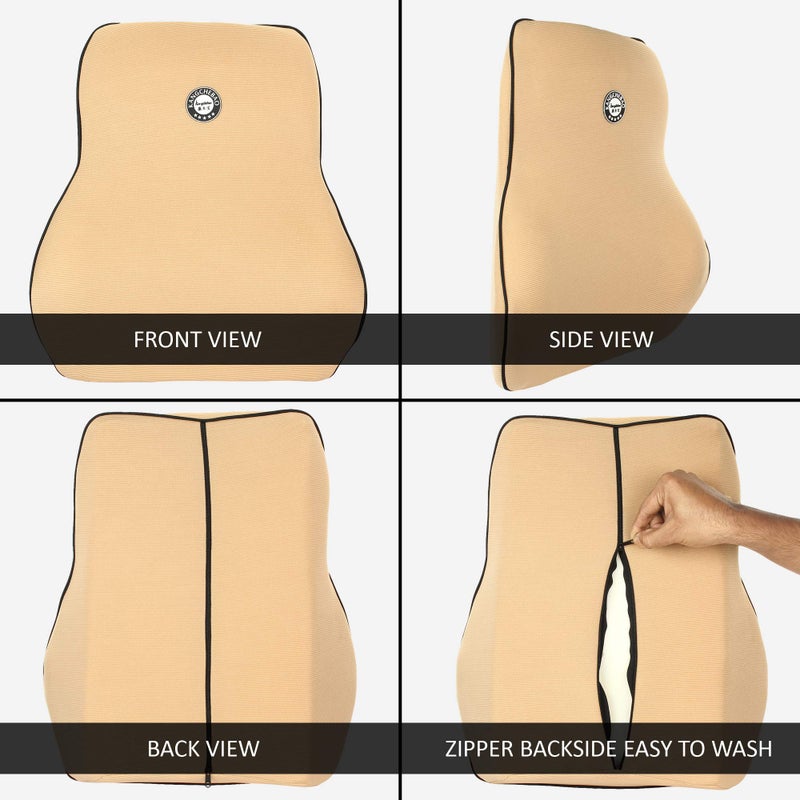 Oshotto وسادة دعم أسفل الظهر من أوشوتو للكرسي المكتبي | وسادة ظهر للسيارة | وسادة طبية من الذاكرة - توفر دعمًا منخفضًا للظهر متوافقة مع هيونداي كريتا 2020-2025 (بيج) - Image 2