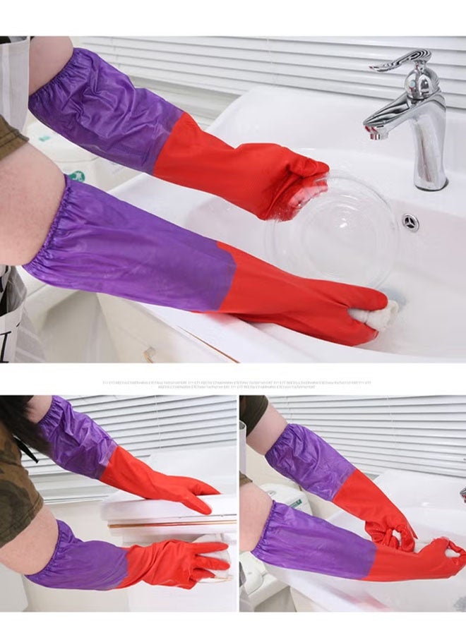 Winter Cleaning Gloves for Dishwashing and Laundry Long Warm Rubber Household Gloves with Skid Grip Durable and Flexible Cuff for Cold Weather Use - Image 4