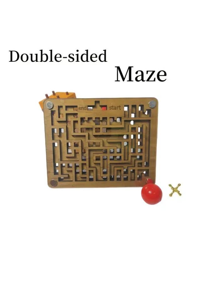 لعبة متاهة الكرة الخشبية المزدوجة الجوانب لغز محير للعقل للهدايا والحفلات - Image 5
