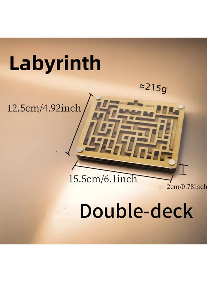 لعبة متاهة الكرة الخشبية المزدوجة الجوانب لغز محير للعقل للهدايا والحفلات - Image 4