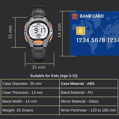 V2A Digital Watch for Boys Kids Between 3 to 10 Years of Age Multi-Functional 30 M Waterproof Digital Sports Stainless Steel Watches for Boys| Watch for Kids age 3 5 6 7 8 (Grey Case and Black Band) - Image 4