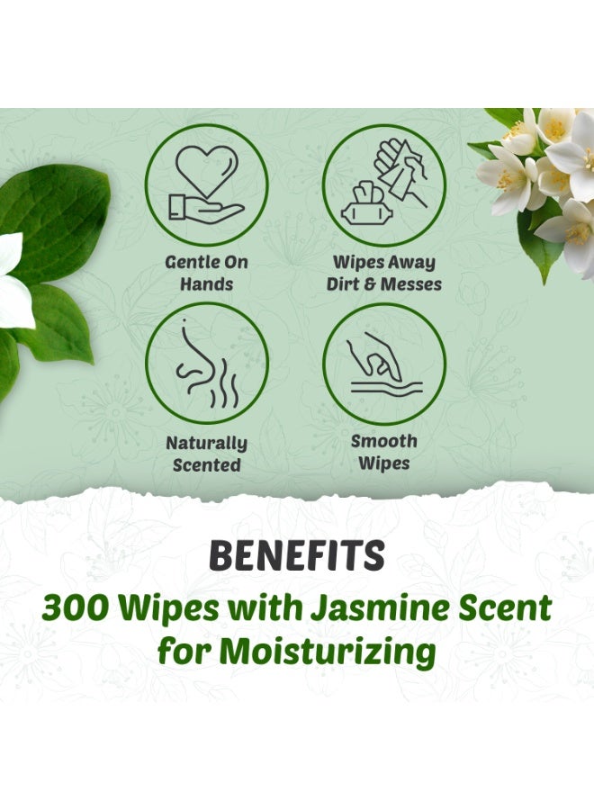 Moonwisp Wet Wipes for Cleaning and Hand Sanitizing, Jasmine Scented, Moisturizing, Travel-Friendly, Hypoallergenic, All-Purpose Wipes, Perfect for Adults and Kids (Green, PACK 3) - Image 4