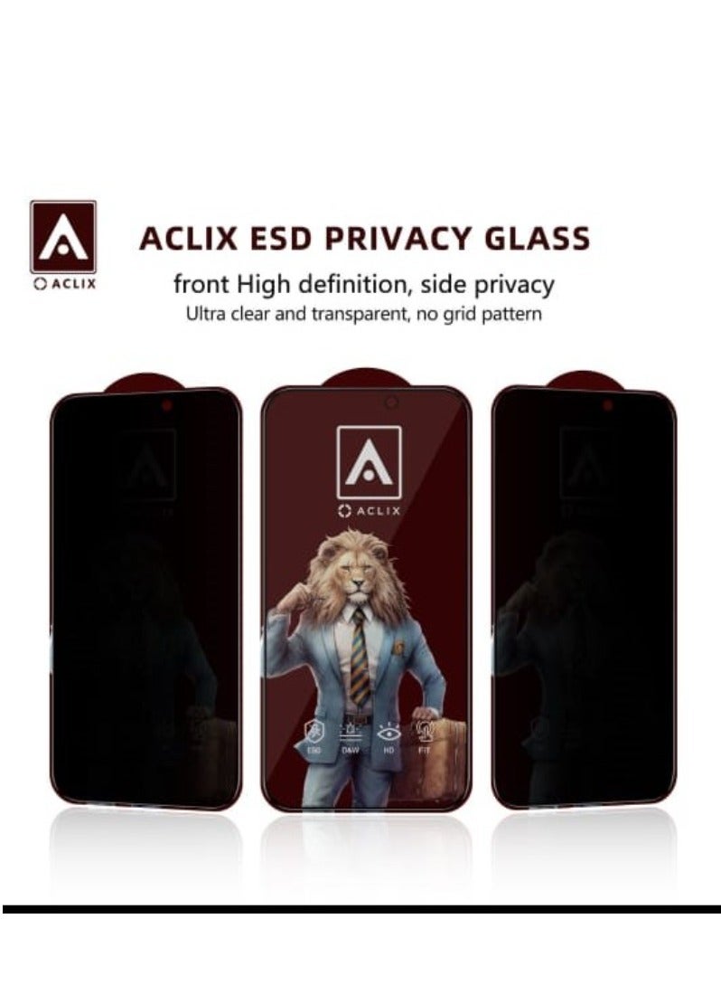 ACLIX 5D Privacy Glass Screen Protector For iPhone 15 Pro Max  Black - Image 2